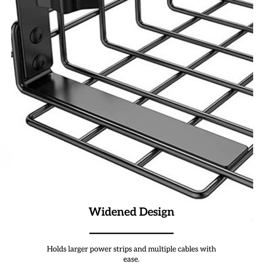 Under-Desk Cable Management Rack – Punch-Free Metal Power Strip Holder
