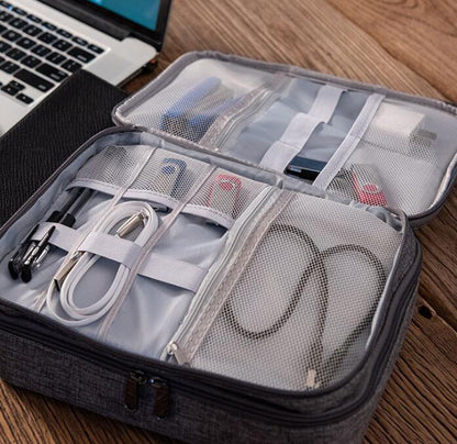 Multi‑Compartment Tech Organiser – Travel Electronics & Cable Storage Case