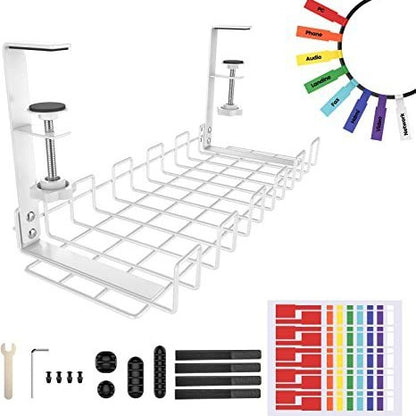 Under-Desk Cable Management Rack – Punch-Free Metal Power Strip Holder
