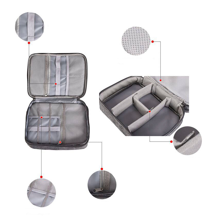 Multi‑Compartment Tech Organiser – Travel Electronics & Cable Storage Case
