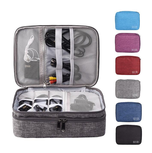 Multi‑Compartment Tech Organiser – Travel Electronics & Cable Storage Case