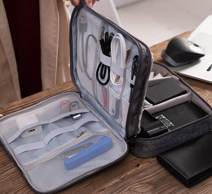 Multi‑Compartment Tech Organiser – Travel Electronics & Cable Storage Case