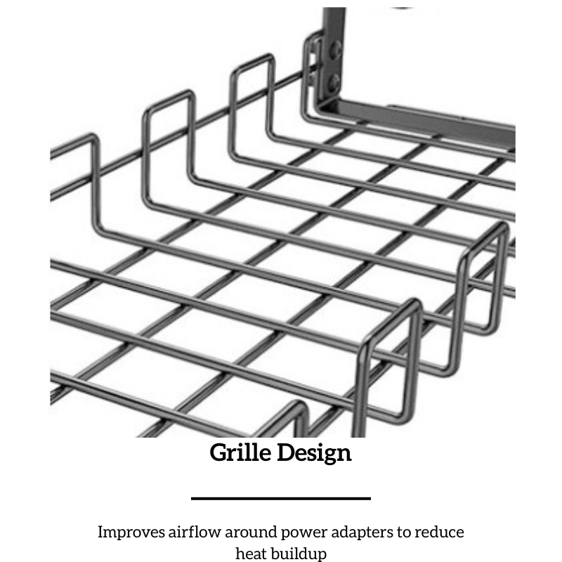 Under-Desk Cable Management Rack – Punch-Free Metal Power Strip Holder