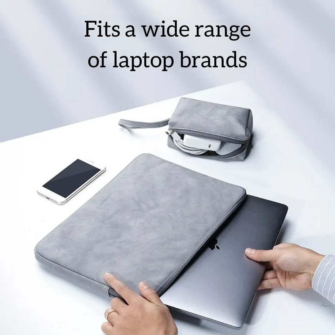 Leather‑Look Laptop Sleeve Set with optional Accessory Pouch (Two Sizes)