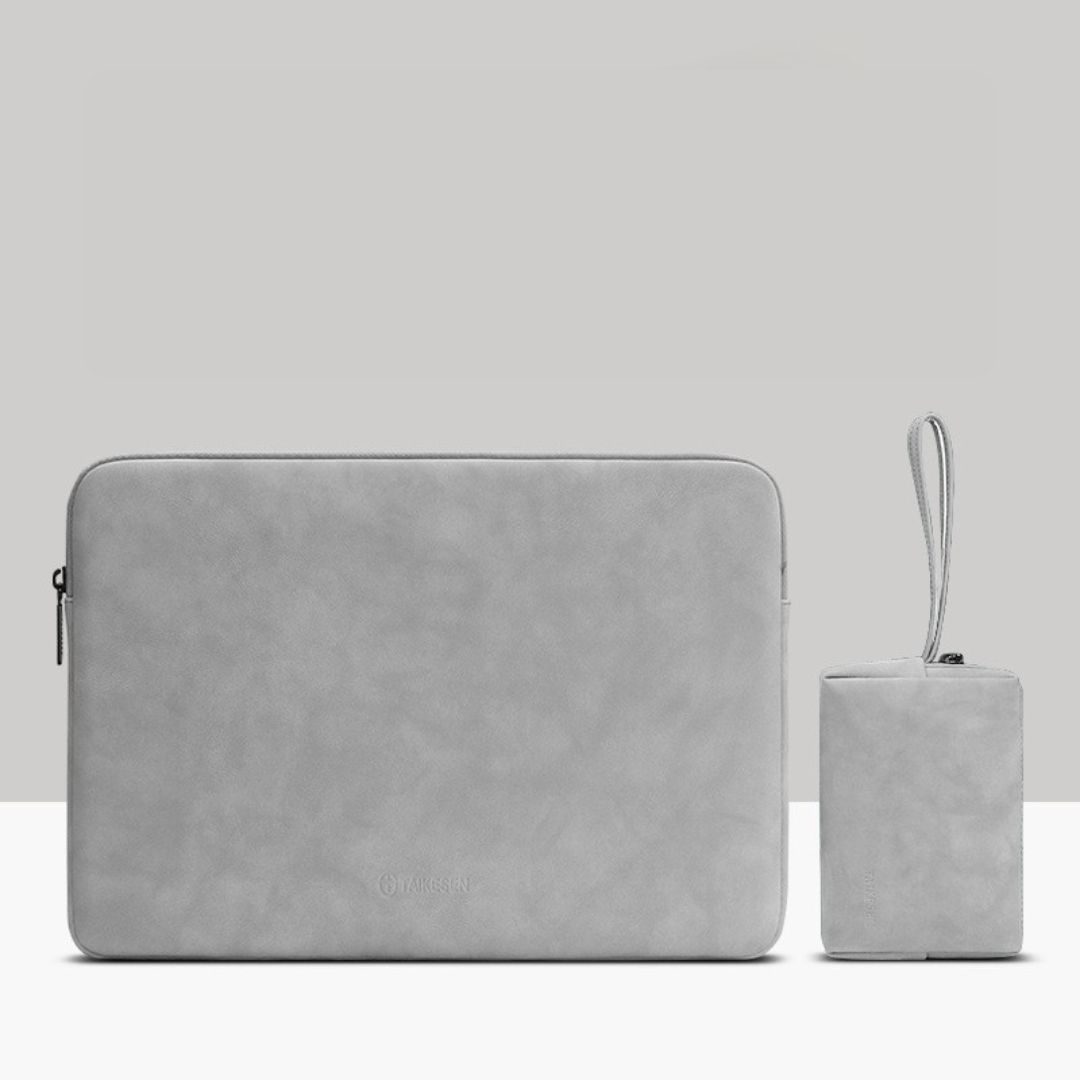 Leather‑Look Laptop Sleeve Set with optional Accessory Pouch (Two Sizes)